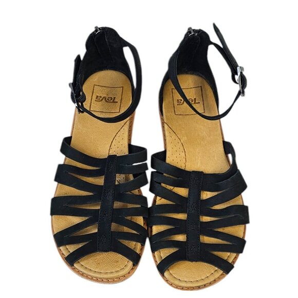 Teva Womens Encanta Sandals Black Leather Size 6 Ankle Strap Outdoor Summer - Picture 2 of 11